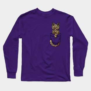 Pocket Cute Tortoiseshell Cat Long Sleeve T-Shirt